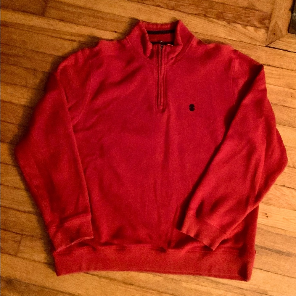 Izod Pullover- red with navy logo/trim, sz L